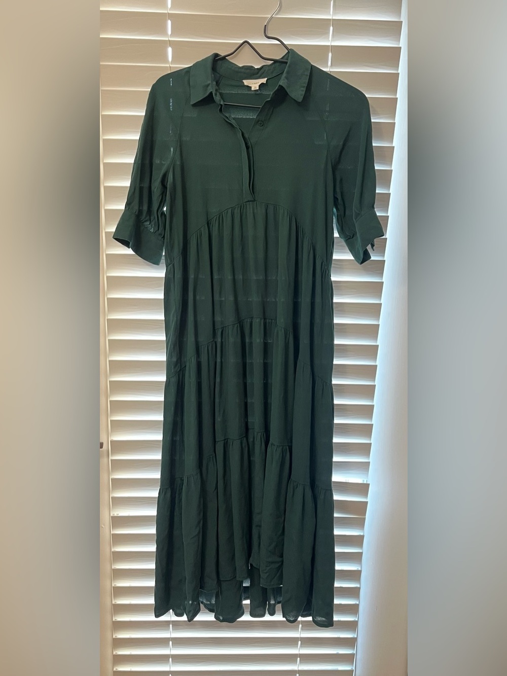 A Loves A Datk Green Midi Tiered Dress - XS